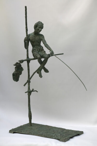 Grand pêcheur sur échasse, Bronze 1/1, H87x66x45 cm