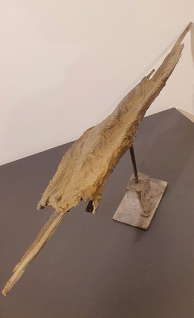 Barque cuir, L58 H17x6 cm, bronze 1/1