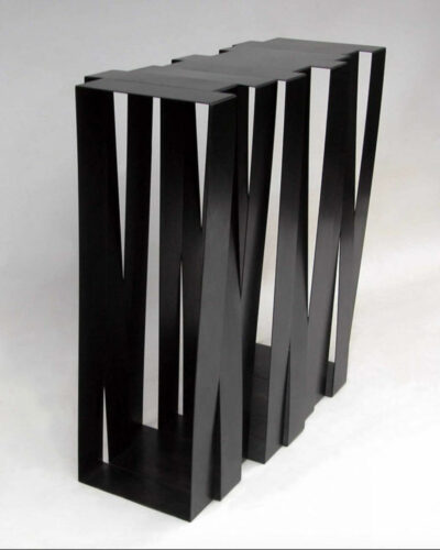 Console Structure, acier patiné, 90x35x90 cm