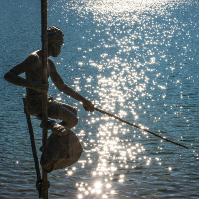 Grand pêcheur sur échasse, Bronze 1/1, H253 x 126 x 175 cm