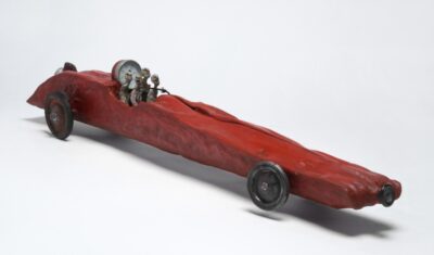 Loco rouge, technique mixte, 100 x 20 x 19 cm