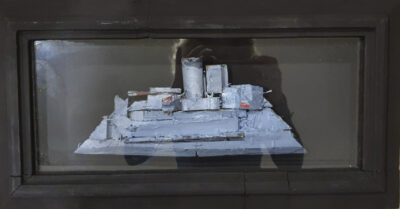 Construction, Huile sur bois, 26x49 cm