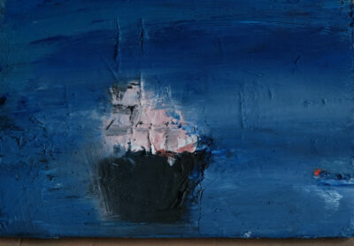 Bleu, Huile sur bois, 25x35 cm