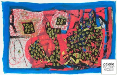 Jardin bleu, technique mixte, 51x32 cm