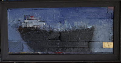 Cargo or, Huile sur bois, 118x62 cm