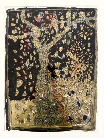 Arbre de vie, technique mixte, 40x28 cm
