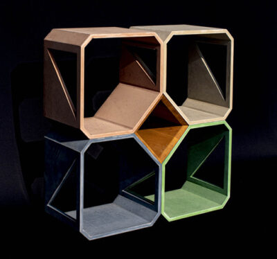 Bibliothèque CUBOS, Béton et bois, 100x100x33 cm