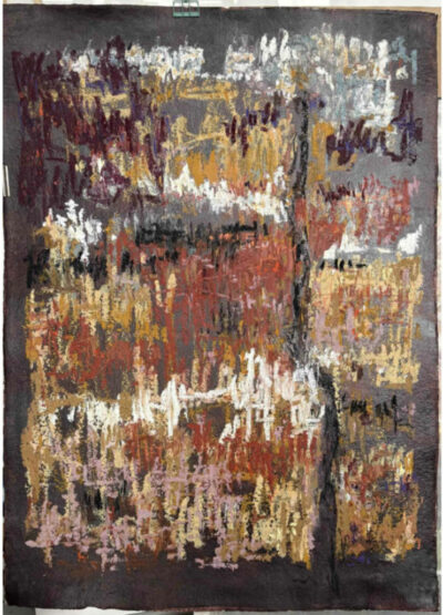 Faille marron, 74x54cm, encre et pastel à l'huile sur papier chiffon