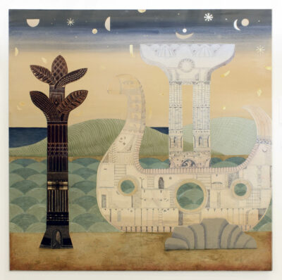 Le temps d'une traversée, 205x205 cm, Technique mixte surt toile