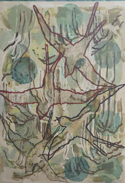 Oiseaux, acrylique sur toile, 118x85 cm