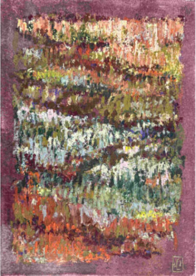 Paysage, 29x42cm, encre et Pastel à l'huile sur papier chiffon