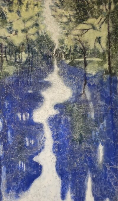 Reflet, pigment et liant, 162x97 cm