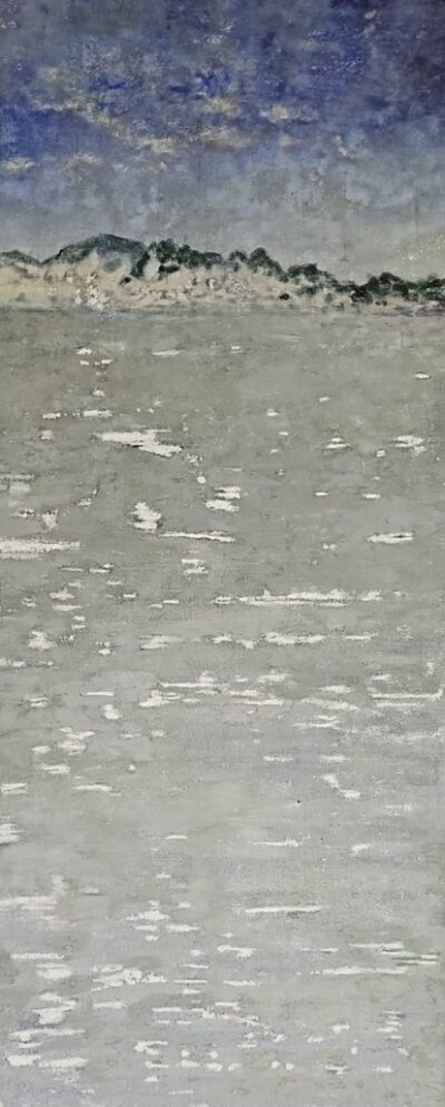 Rivage, pigments et liant sur toile, 100x40 cm