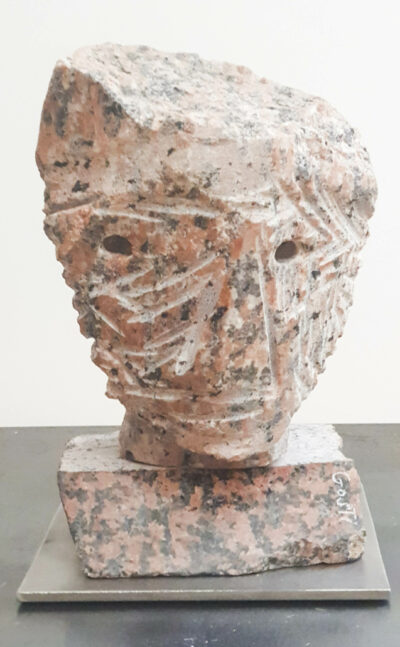 Tête, assemblage granit rose, H22,5 cm