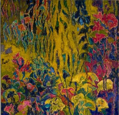 Jardin jaune, huile sur toile 120x120 cm