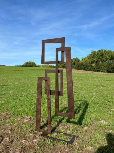 Grand paysage III, fer plat martelé rouillé, H180xL86xP40 cm Delphine BRABANT